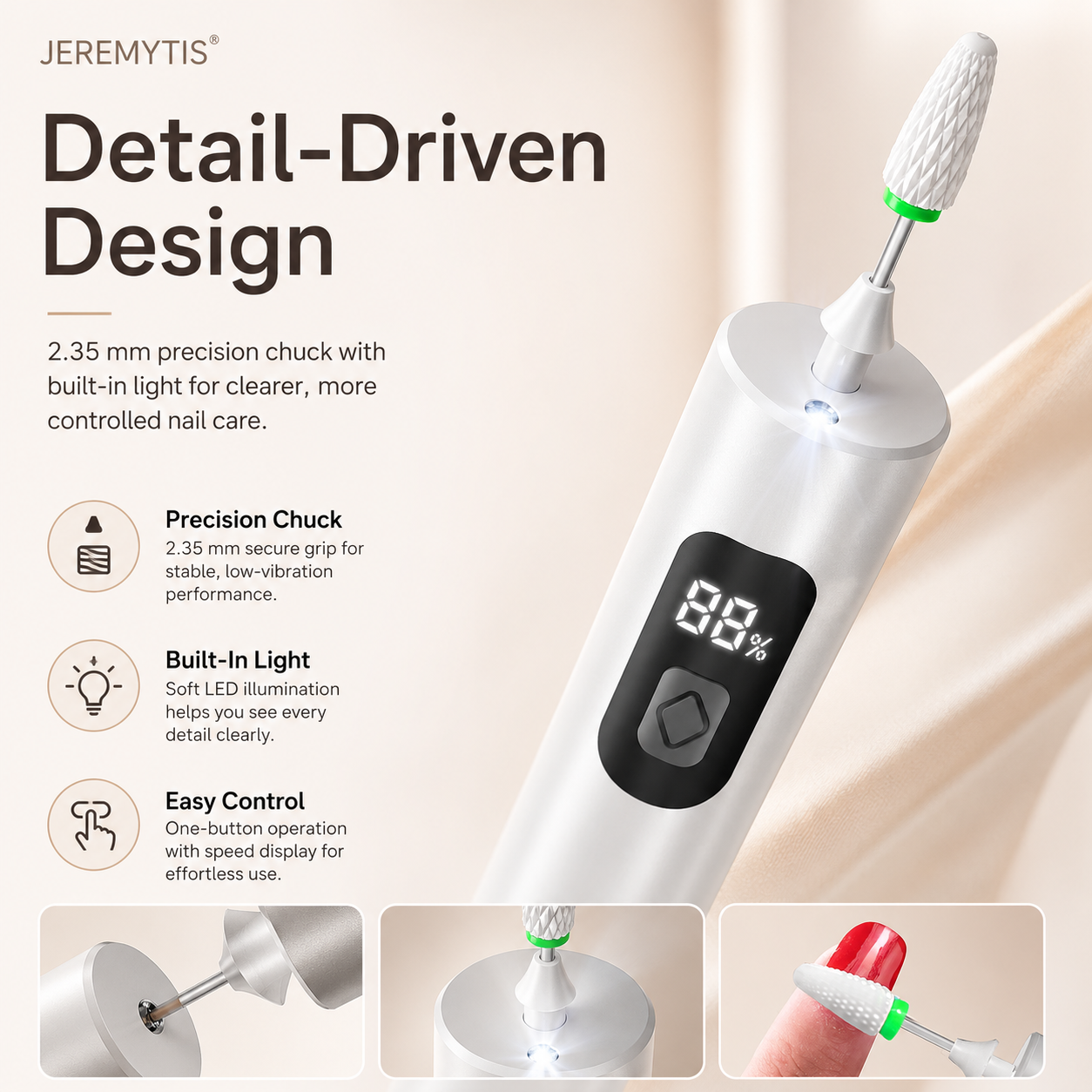 Electric Nail Grinder with LED Light