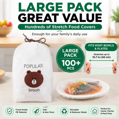 🔥Buy More Save More🔥🍽️ Elastic Stretch Bowl Covers 🔁Disposable Microwave Safe Food Storage Covers