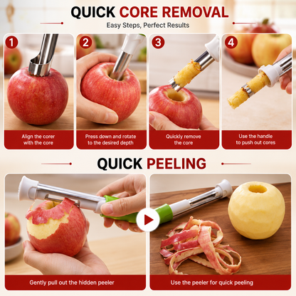 🍎🍐2-in-1 Fruit Corer & Peeler | Core & Peel in Seconds