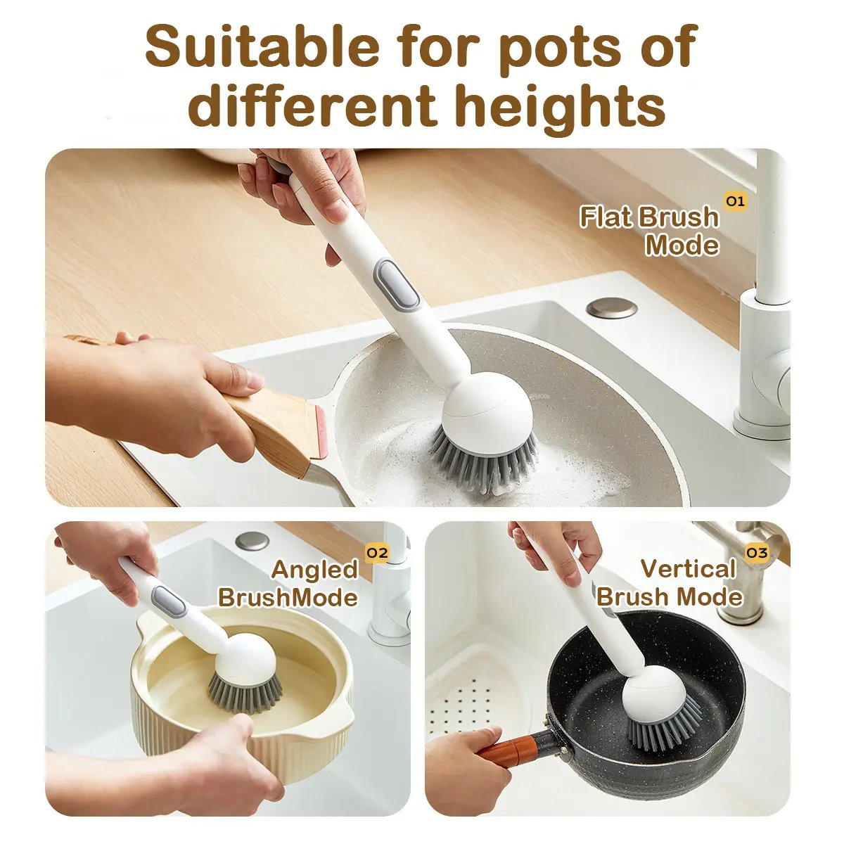 🔥BUY 1 GET 1 FREE🔥🥣Kitchen Essentials🍽️6-in-1 Dish Brush with Detergent Dispenser 360° Rotating Scrubber