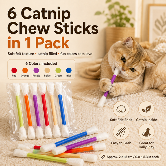 Oversized Catnip Chew Sticks for Cats – Soft Felt Interactive Cat Toys, 6 Pack
