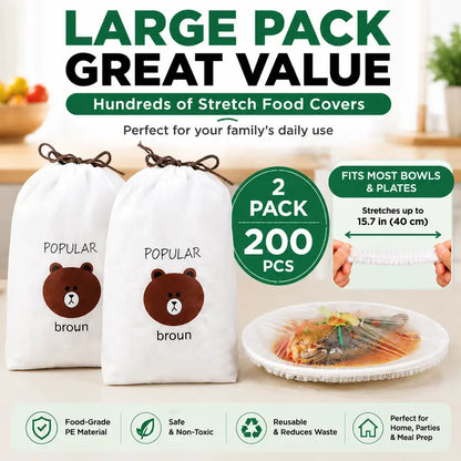 🔥Buy More Save More🔥🍽️ Elastic Stretch Bowl Covers 🔁Disposable Microwave Safe Food Storage Covers