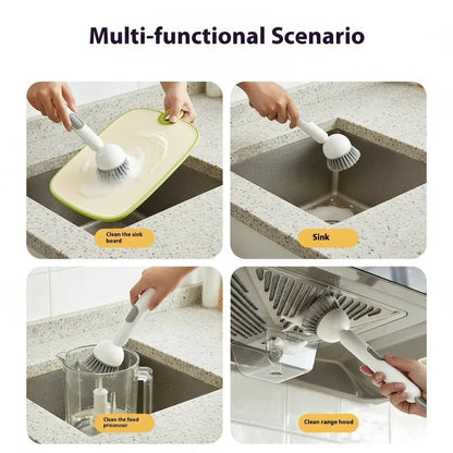 🔥BUY 1 GET 1 FREE🔥🥣Kitchen Essentials🍽️6-in-1 Dish Brush with Detergent Dispenser 360° Rotating Scrubber