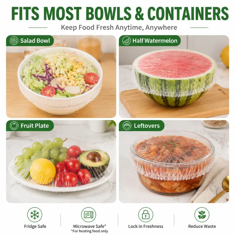 🔥Buy More Save More🔥🍽️ Elastic Stretch Bowl Covers 🔁Disposable Microwave Safe Food Storage Covers