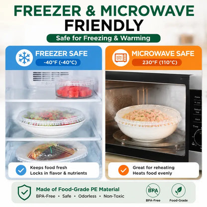 🔥Buy More Save More🔥🍽️ Elastic Stretch Bowl Covers 🔁Disposable Microwave Safe Food Storage Covers