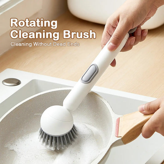 🔥BUY 1 GET 1 FREE🔥🥣Kitchen Essentials🍽️6-in-1 Dish Brush with Detergent Dispenser 360° Rotating Scrubber