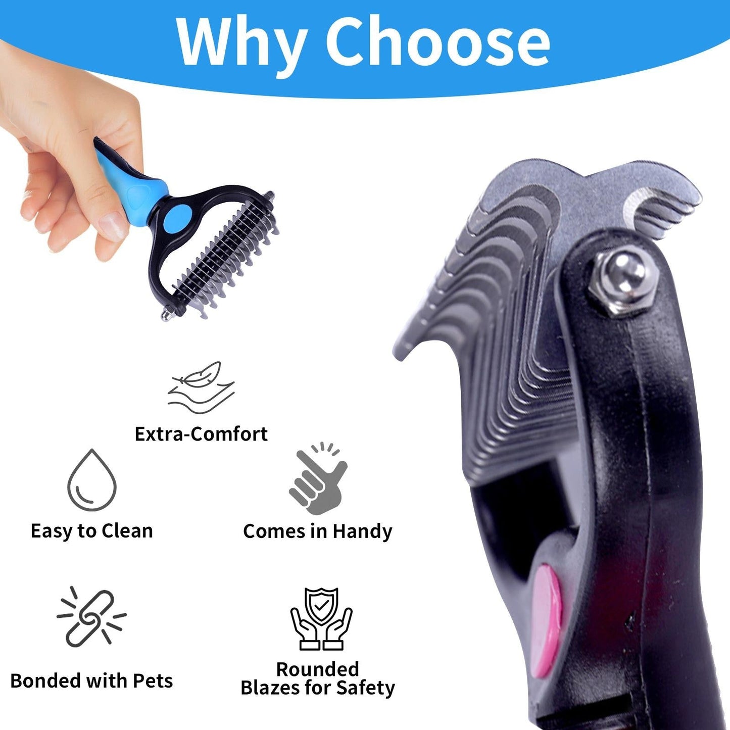 🔥LAST DAY-BUYIGET1 FREE JUST $12.49 EACH 🔥 Double-Sided Pet Grooming Brush for Shedding & Dematting