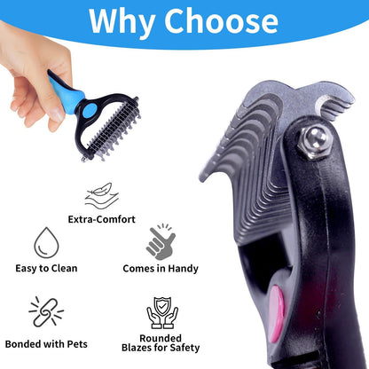 🔥LAST DAY-BUYIGET1 FREE JUST $12.49 EACH 🔥 Double-Sided Pet Grooming Brush for Shedding & Dematting
