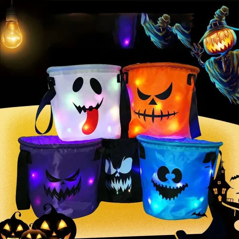 🎉👻 Glow-in-the-Dark Halloween Candy Basket – LED Trick-or-Treat Bag