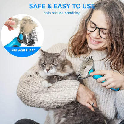 🔥LAST DAY-BUYIGET1 FREE JUST $12.49 EACH 🔥 Double-Sided Pet Grooming Brush for Shedding & Dematting