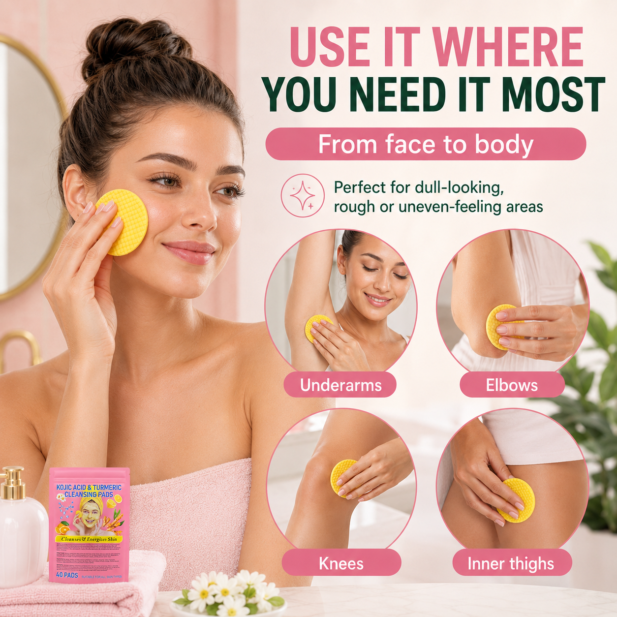 💖Visible brightening✨Turmeric & Kojic Acid Cleansing Pads🛒