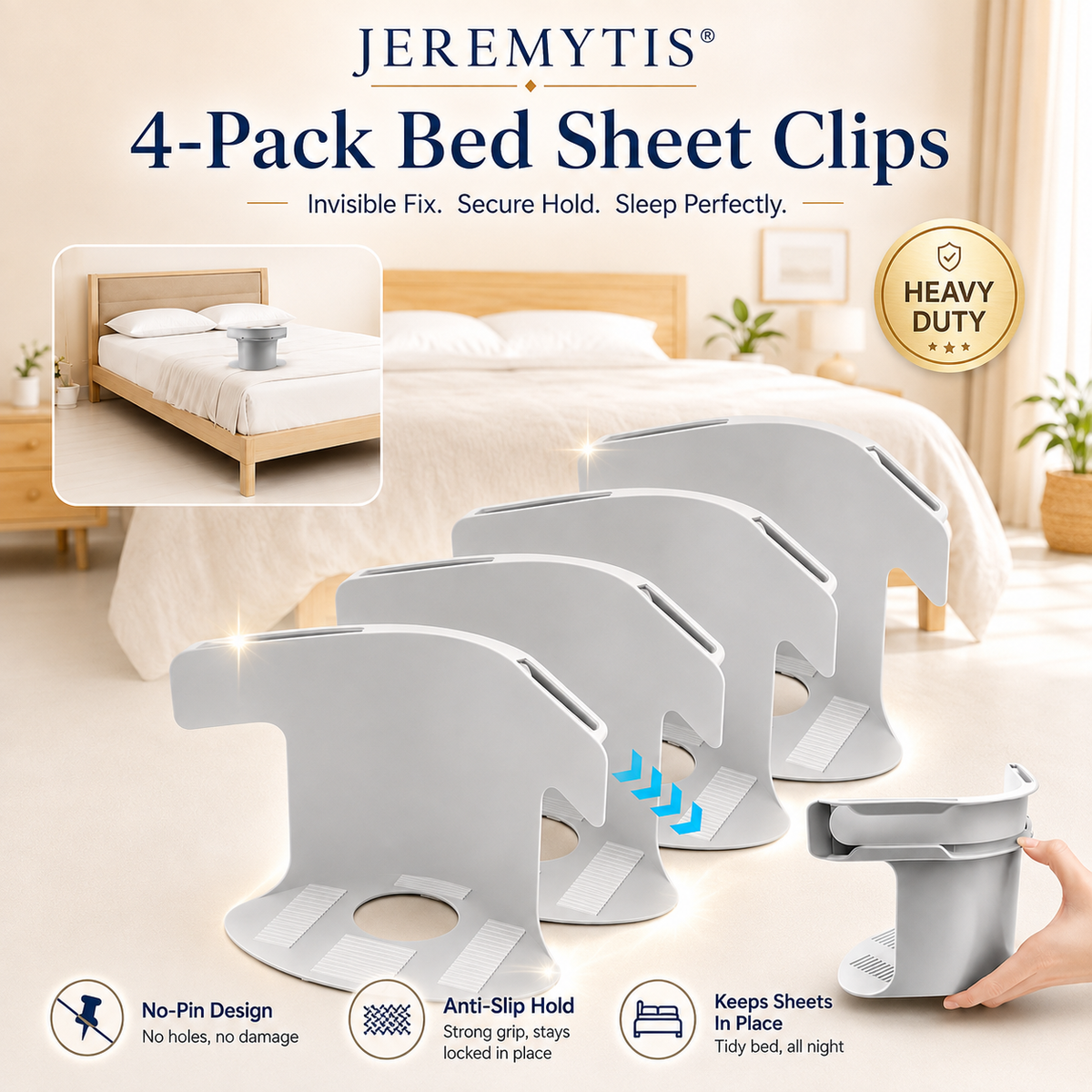 🔥🌟🛌4-Pack Heavy Duty Bed Sheet Clips