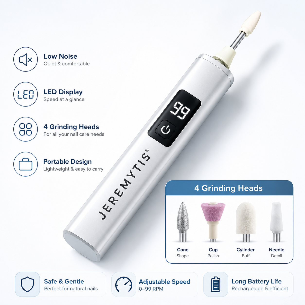 Electric Nail Grinder with LED Light
