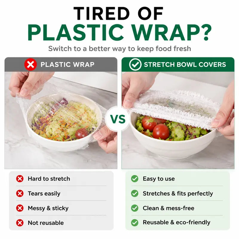 🔥Buy More Save More🔥🍽️ Elastic Stretch Bowl Covers 🔁Disposable Microwave Safe Food Storage Covers