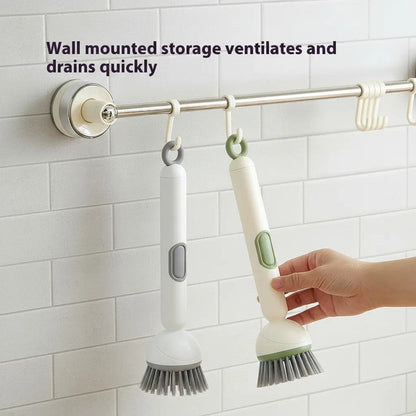 🔥BUY 1 GET 1 FREE🔥🥣Kitchen Essentials🍽️6-in-1 Dish Brush with Detergent Dispenser 360° Rotating Scrubber