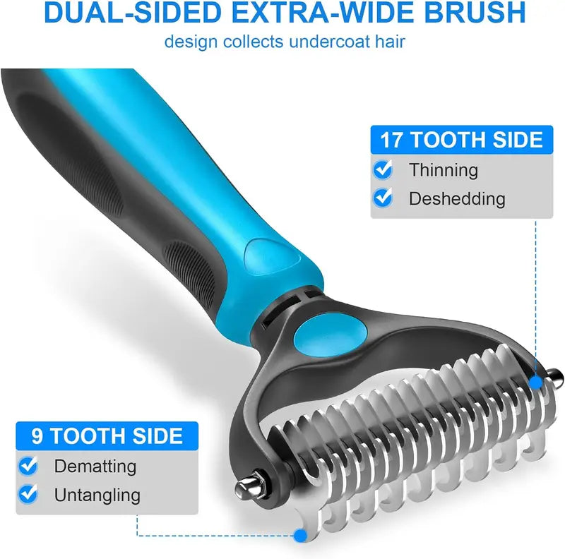 🔥LAST DAY-BUYIGET1 FREE JUST $12.49 EACH 🔥 Double-Sided Pet Grooming Brush for Shedding & Dematting