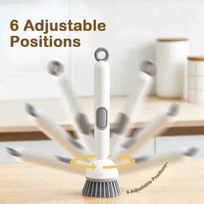 🔥BUY 1 GET 1 FREE🔥🥣Kitchen Essentials🍽️6-in-1 Dish Brush with Detergent Dispenser 360° Rotating Scrubber
