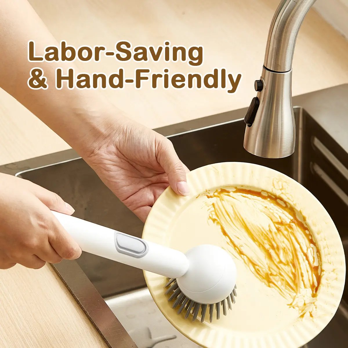 🔥BUY 1 GET 1 FREE🔥🥣Kitchen Essentials🍽️6-in-1 Dish Brush with Detergent Dispenser 360° Rotating Scrubber