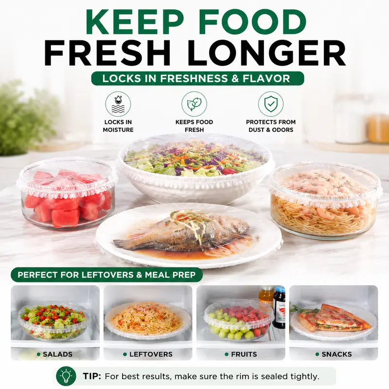 🔥Buy More Save More🔥🍽️ Elastic Stretch Bowl Covers 🔁Disposable Microwave Safe Food Storage Covers