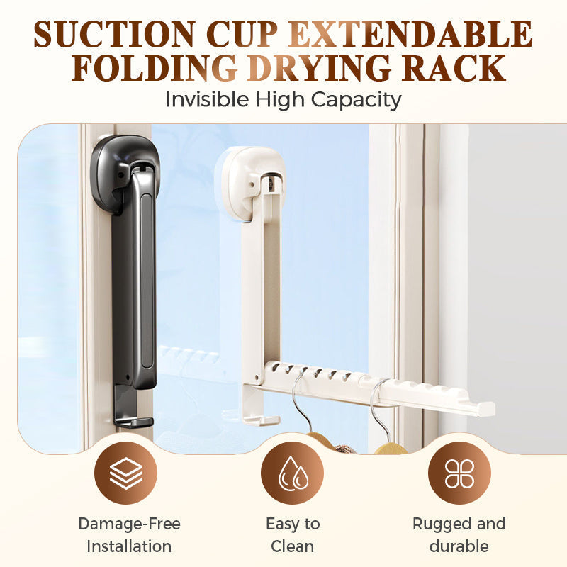 Suction-Cup Telescoping Folding Clothes Rack