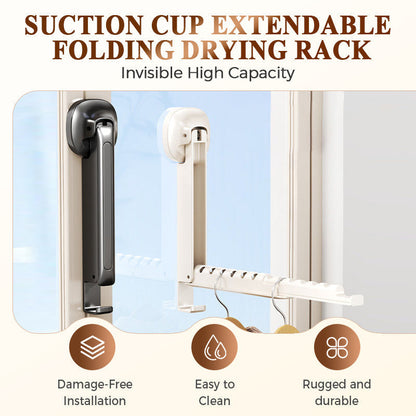 Suction-Cup Telescoping Folding Clothes Rack
