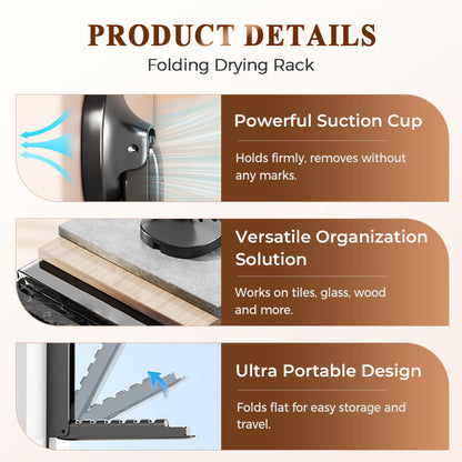 Suction-Cup Telescoping Folding Clothes Rack