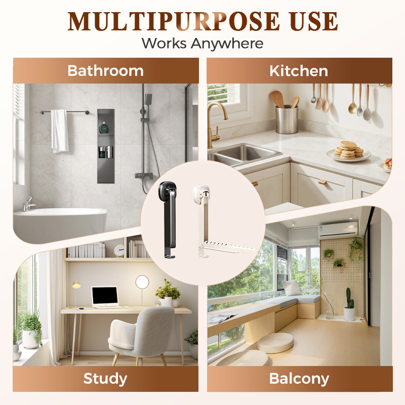 Suction-Cup Telescoping Folding Clothes Rack